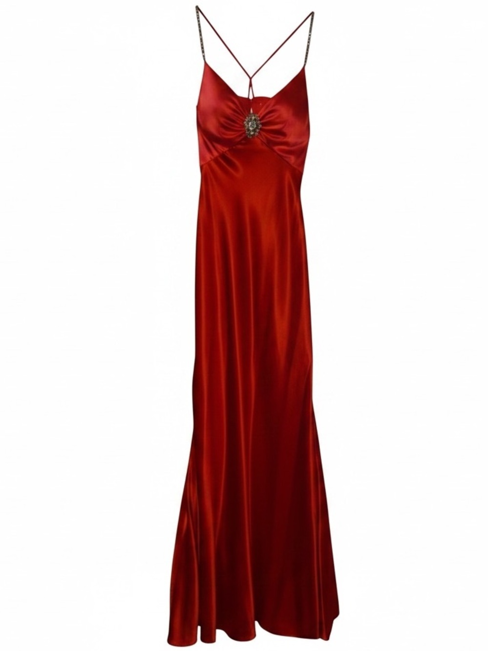 CACHE FORMAL GOWN Long Formal Gown Trumpet Flared Base & Bling Crimson Red SZ 0